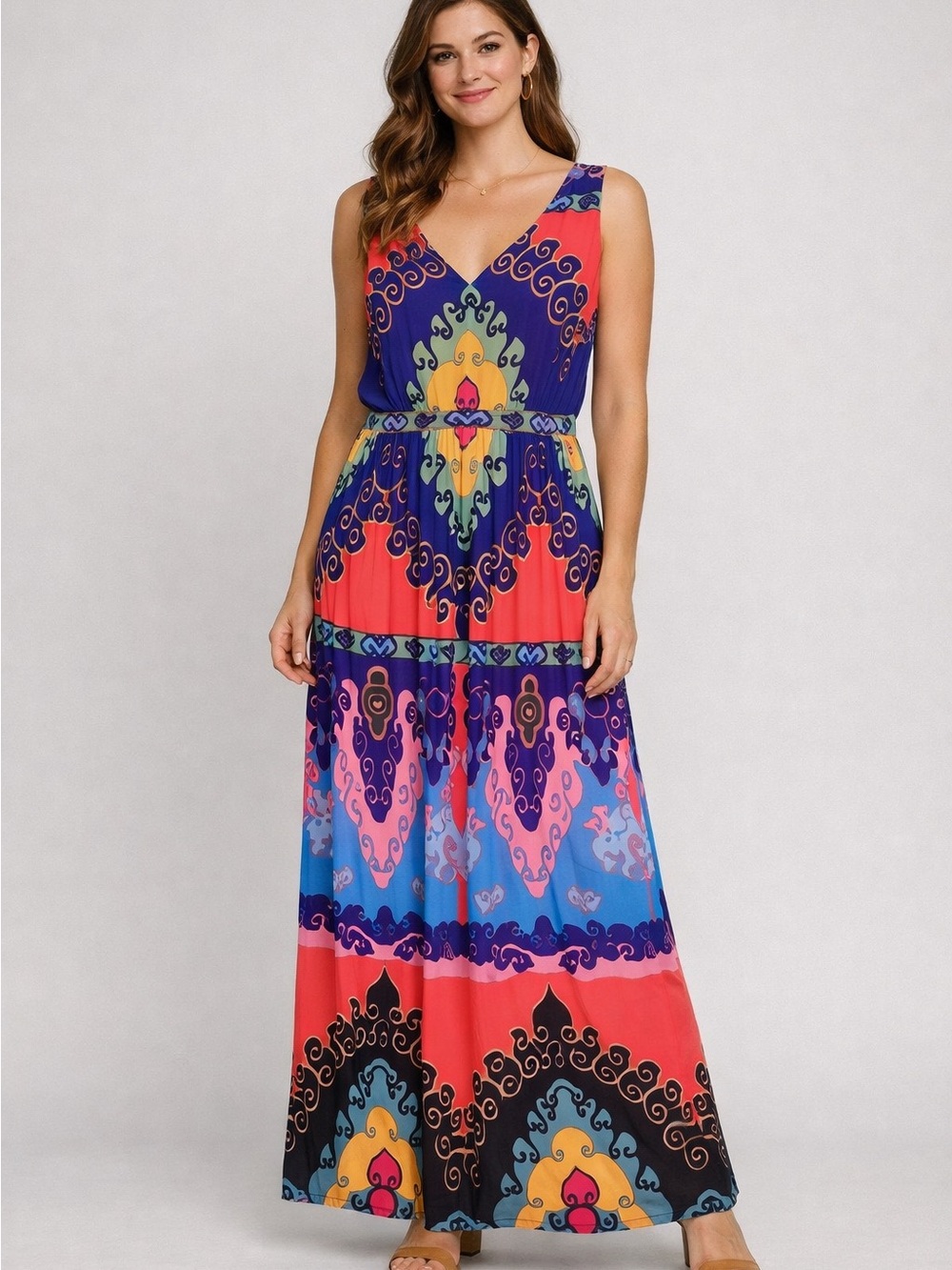 Vibrant Multicolor ModCloth Maxi Dress Large